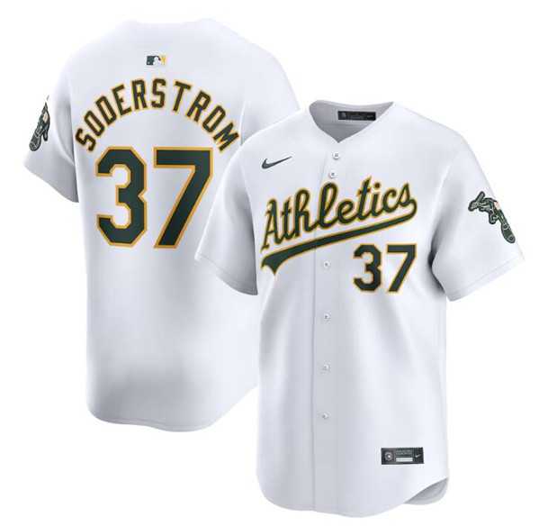Mens Oakland Athletics #37 Tyler Soderstrom White Home Limited Stitched Jersey Dzhi->oakland athletics->MLB Jersey